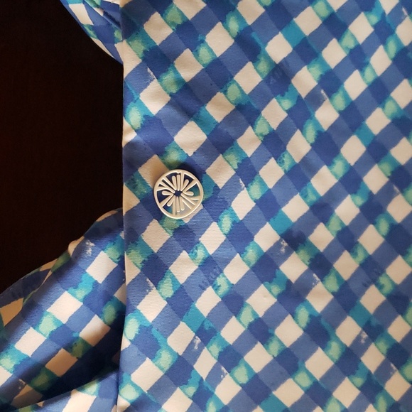 NWT Lilly Pulitzer Calusa Sports Bra UPF 50 Boca Blue Double Checking Medium M - Picture 5 of 6